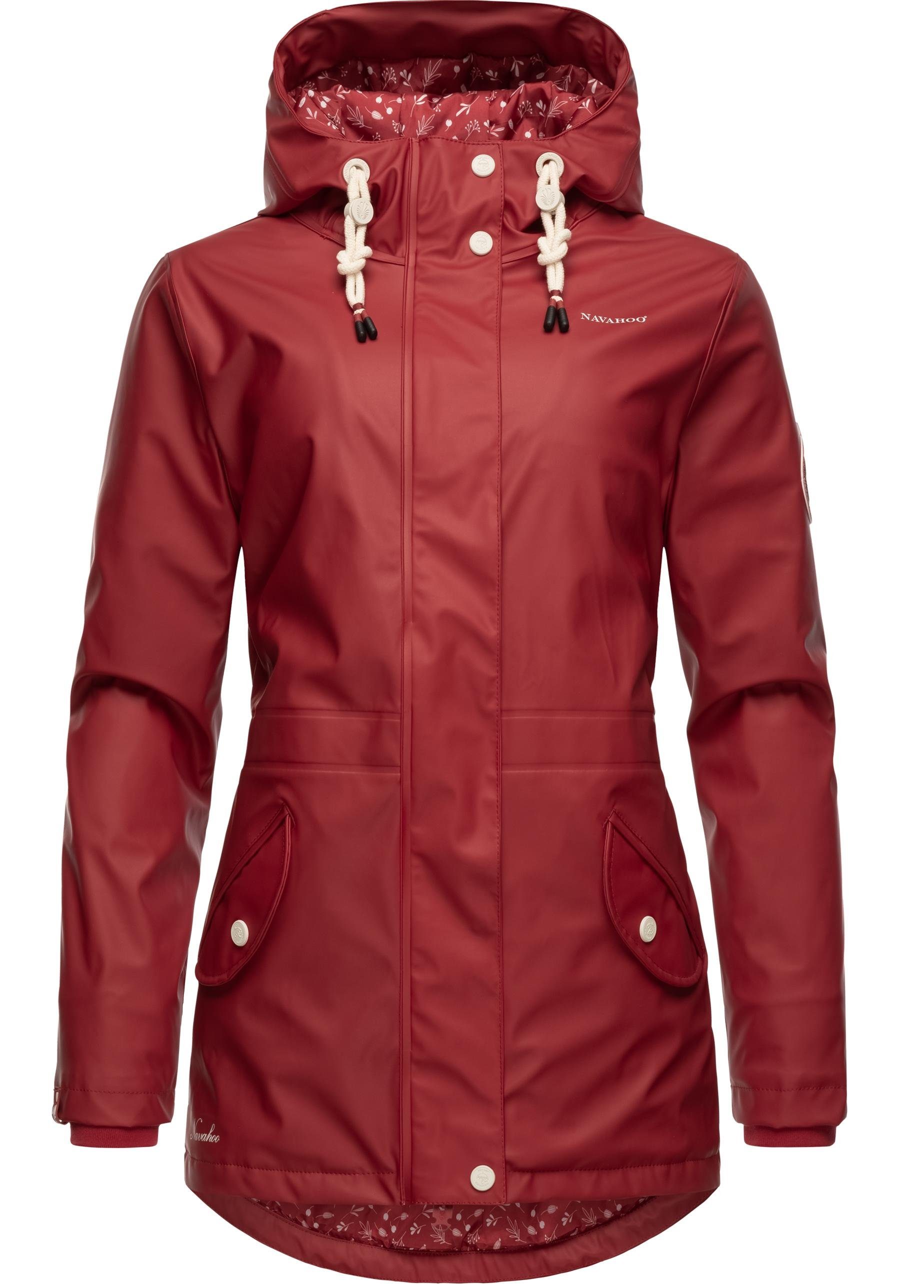 Kapuze Regenjacke stylischer Navahoo mit Regenmantel wasserdichter Oceans blutrot Heart