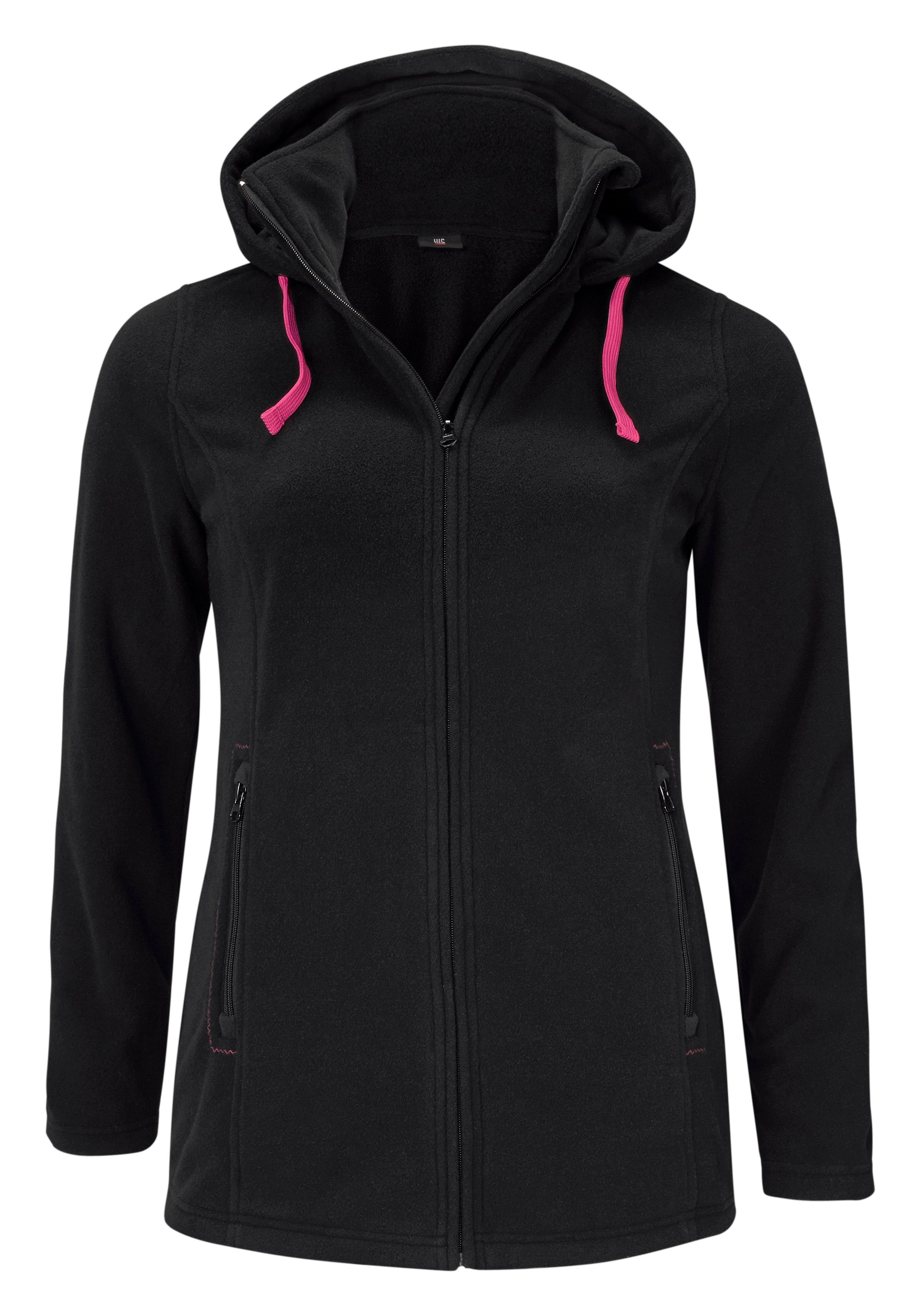 H.I.S Fleecejacke aus recyceltem Material für kalte Temperaturen, mit Kapuze und Kordelzug, atmungsaktiv