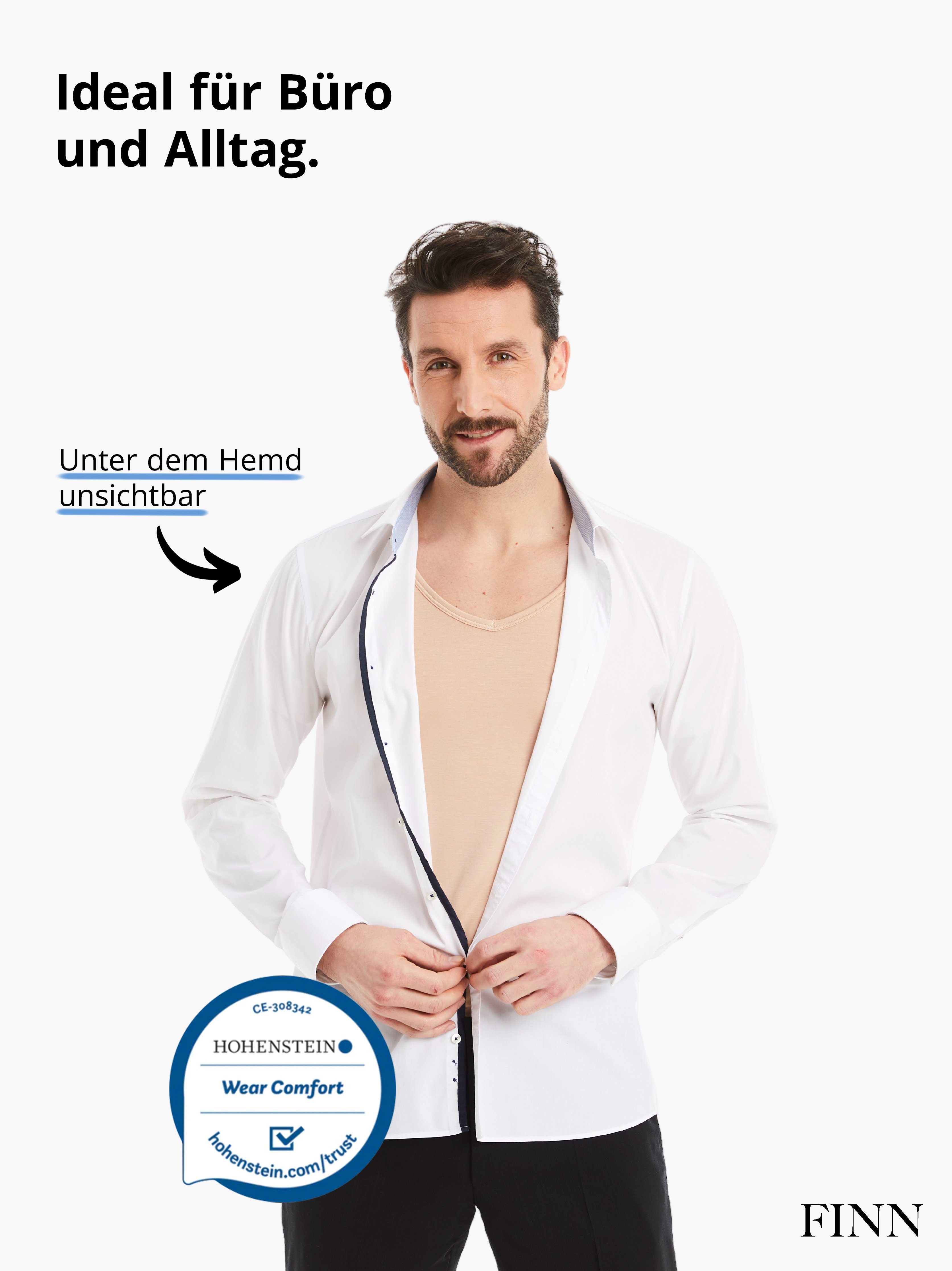 FINN Design Unterhemd Business Unterziehshirt Herren Kurzarm mit V-Ausschnitt Das perfekte T-Shirt für Männer unter Hemd und Anzug