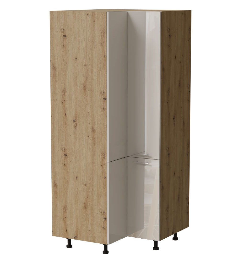 Feldmann-Wohnen Vorratsschrank Brerra (D24M/207, 4-türig (2 Griffe), 4 Böden, 1-St., moderne Optik, lackierte Fronten, Stellmaß 90x90cm) Eiche Artisan / RAL 9001 creme Hochglanz