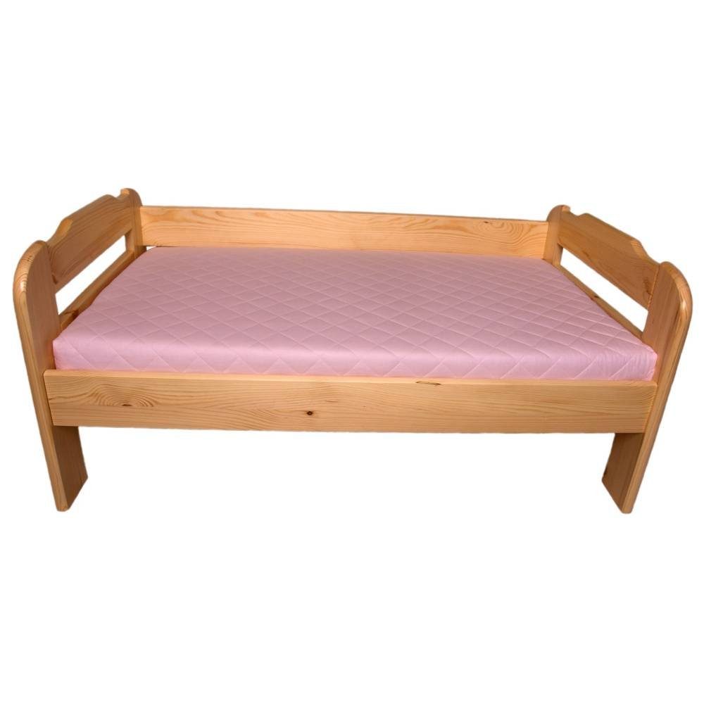 acerto® Kinderbett acerto® Massives Kiefernholz Kinderbett 70x120cm weicher Matratze rosa, Ideal geeignet für Kinder bis 14 Jahren