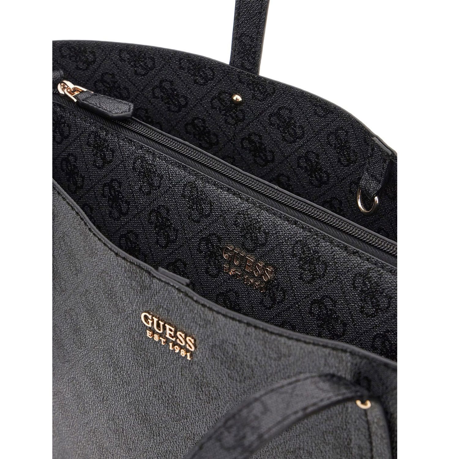 Guess Umhängetasche GUESS Shopper Handtasche Brenton Coal Logo (1, 1-tlg., 1)