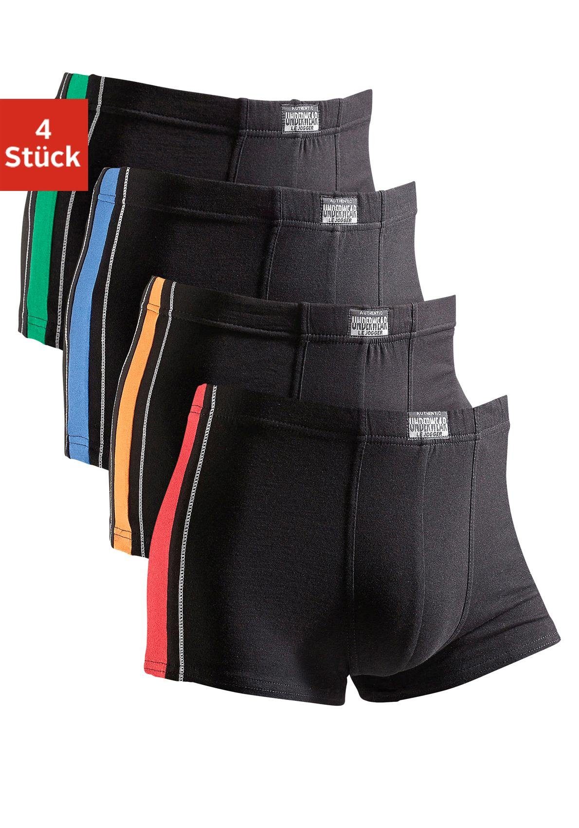 AUTHENTIC UNDERWEAR Boxer (Packung, 4-St) mit kontrastfarbigen Streifen seitlich schwarz