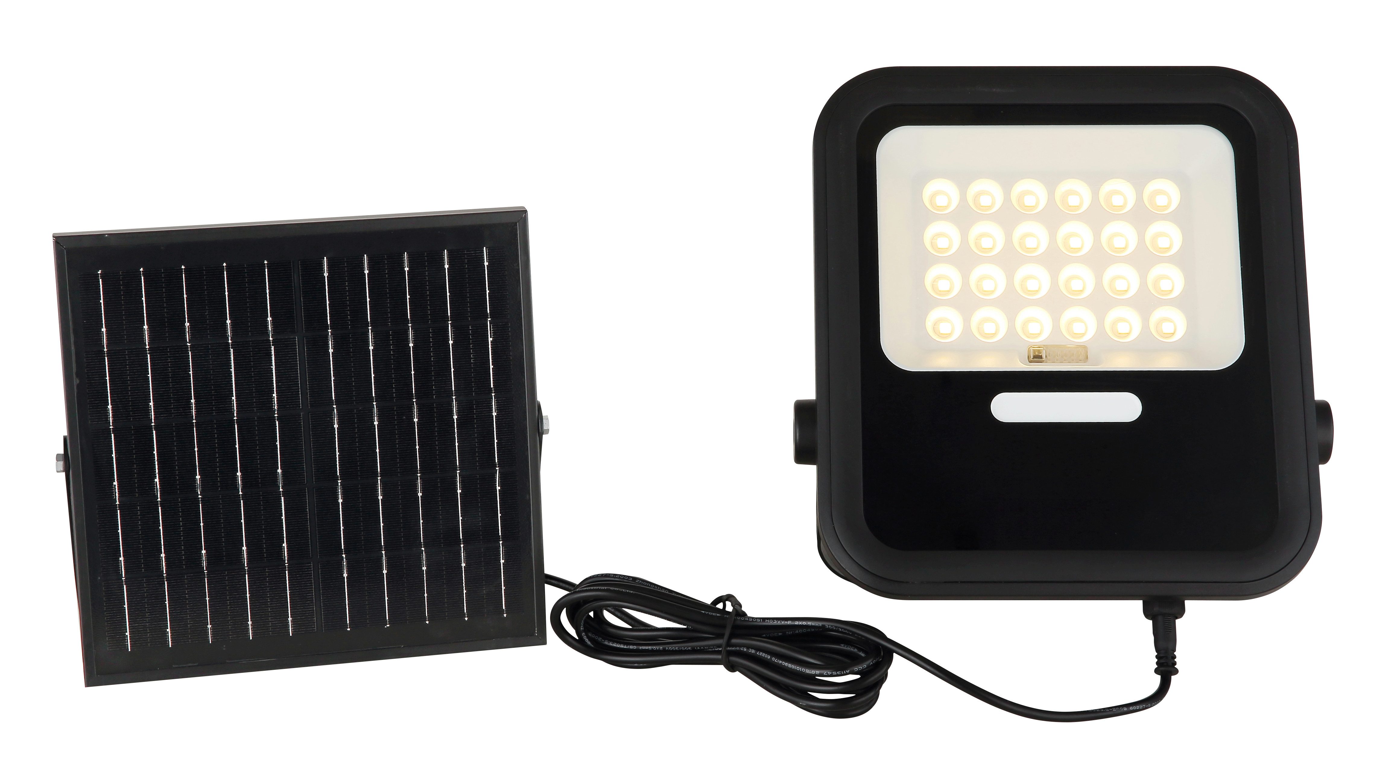 GLOBO LIGHTING LED Solarleuchte SOLARLEUCHTE KUNSTSTOFF SCHWARZ MATT, 1XLED, Dimmfunktion, Timerfunktion, mehrere Helligkeitsstufen, LED fest integriert, Warmweiß, Solar/IP65/beweglich/Garten/Außenbereich