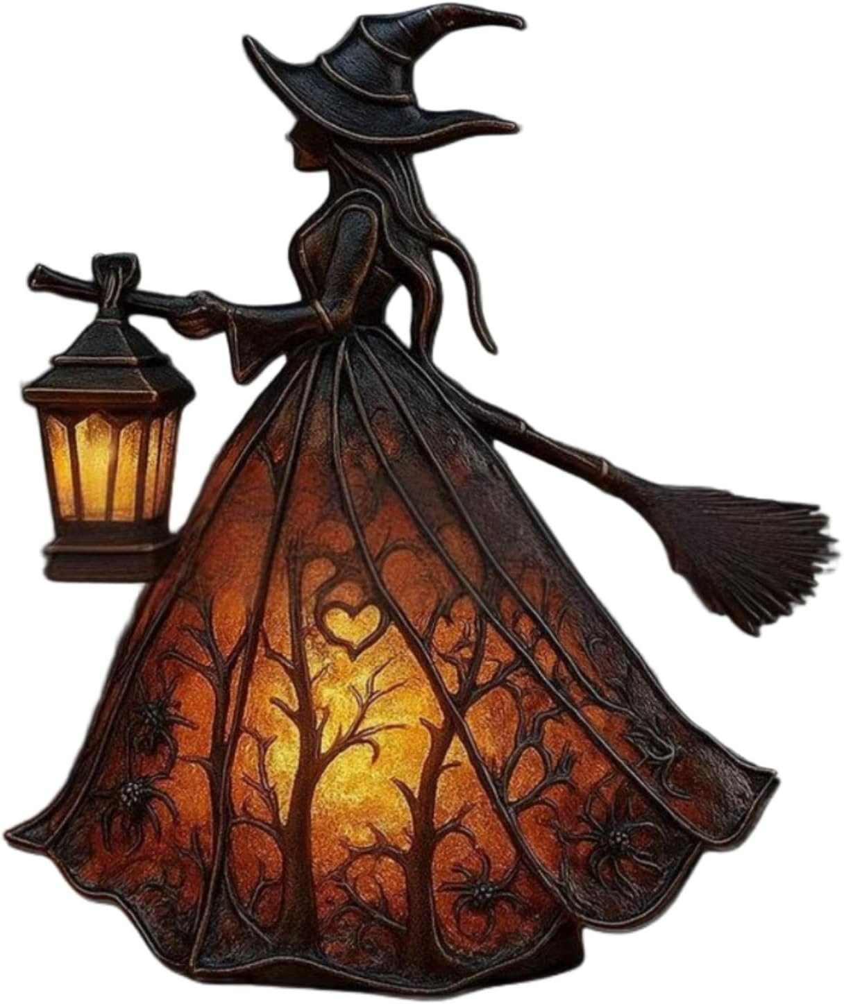 FELIXLEO Außen-Stehlampe Halloween Hexenlampe, gotische Hexenhut Nachtlampe, warmes Licht, Deko