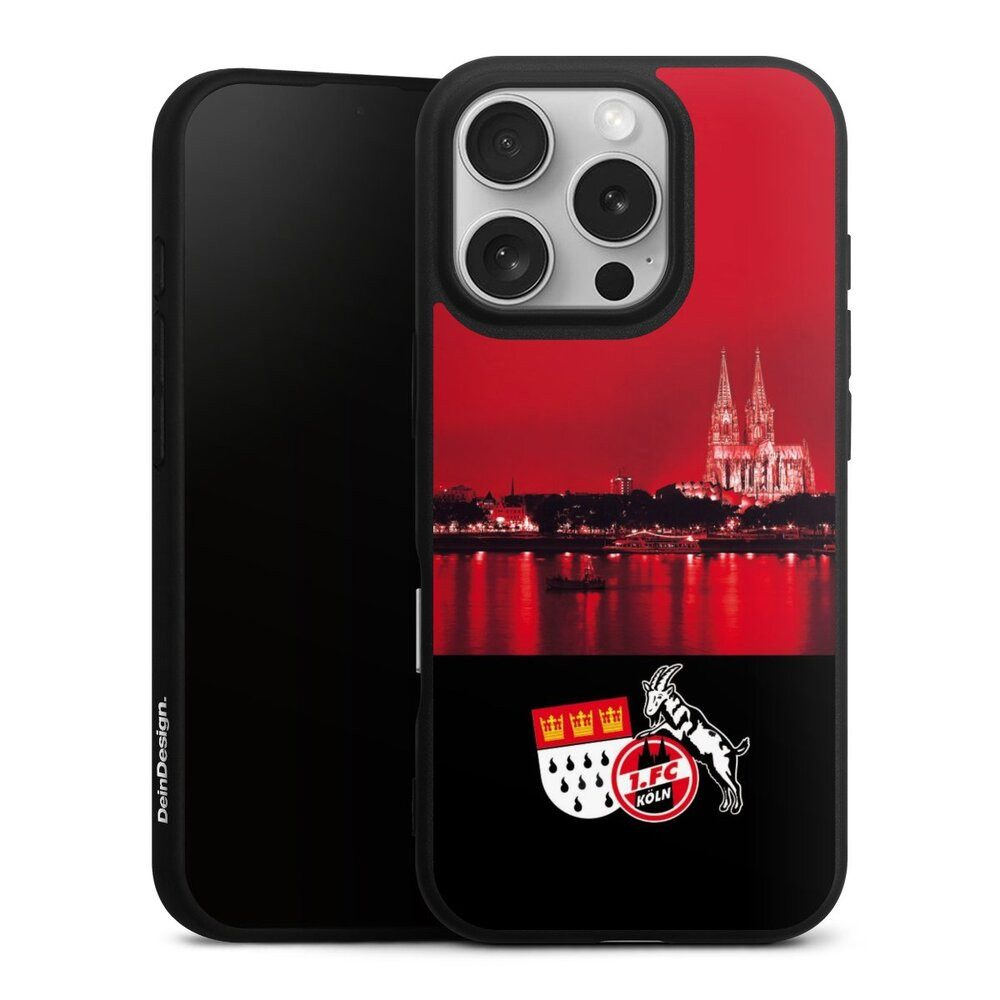 DeinDesign Handyhülle Skyline 1. FC Köln Offizielles Lizenzprodukt Skyline Köln Rot, Apple iPhone 16 Pro Silikon Hülle Premium Case Handy Schutzhülle