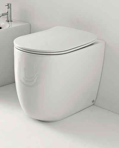 Kerasan Tiefspül-WC Nolita Stand-WC spülrandlos mit WC-Sitz, Stehend, Abgang senkrecht, waagrecht, Sitz mit Absenkautomatik