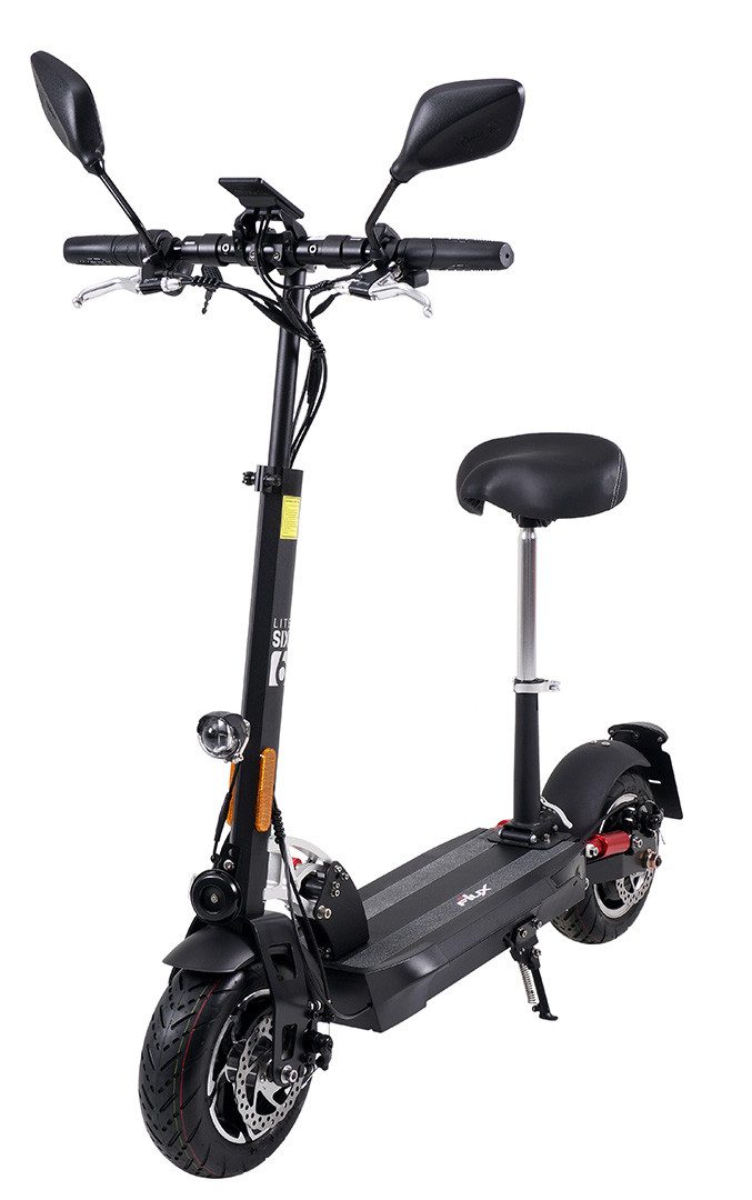 eFlux E-Scooter Lite Six 40 km/h Elektro Roller 45 km Straßenzulassung klappbar, 1000,00 W, 40,00 km/h, (Elektro Roller mit Straßenzulassung, 1 tlg., E-Scooter, E-Roller, Elektro Roller), Scooter - bis zu 45 km Reichweite - Lithium-Ionen Akku - Sitz