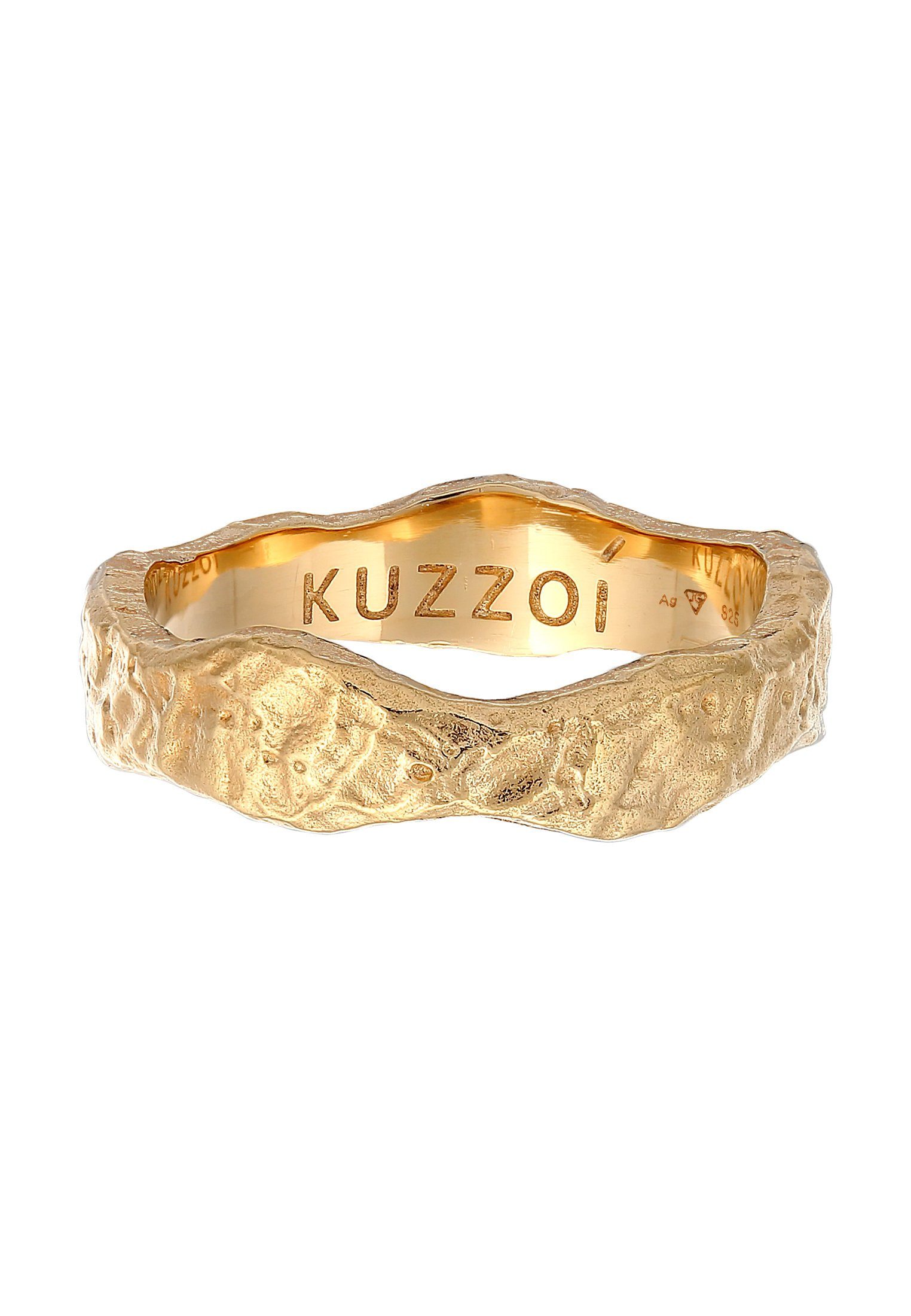 Silberring 925 Gold Kuzzoi Struktur Bandring Organic Silber Herren
