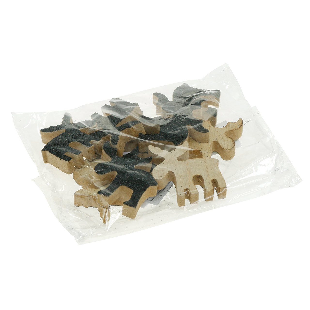 Florists Products Weihnachtsmann Weihnachtliche Streudeko Elch Holz Schwarz Glitzer Ideal, 12 Stück