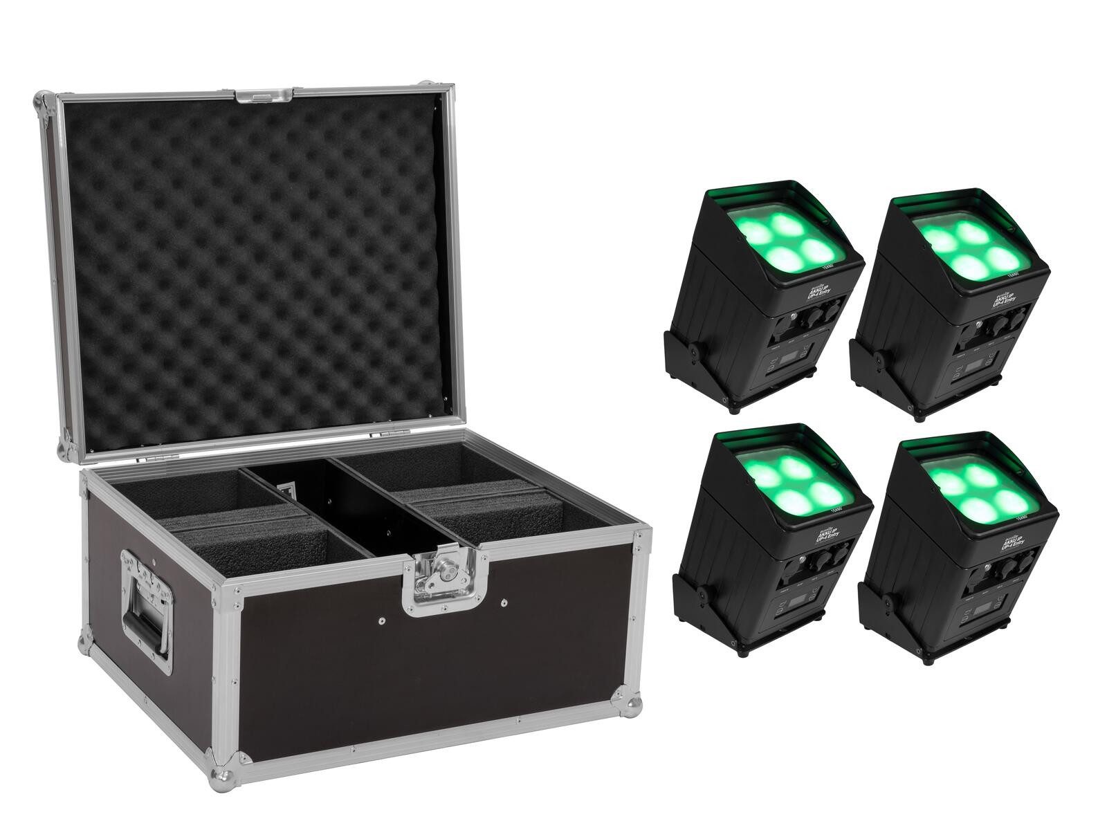 Discolicht EUROLITE Set 4x AKKU IP UP-4 Entry QCL Spot QuickDMX + Case