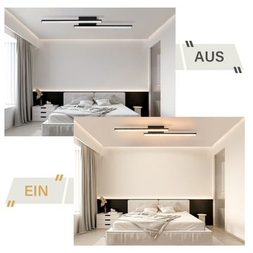 Nettlife LED Deckenleuchte Kristall Schlafzimmer Schwarz Deckenlampe 18W Modern Metall 3000K, LED fest integriert, Warmweiß, Flur Küche