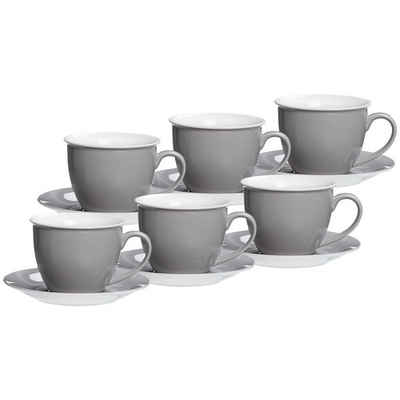 Ritzenhoff & Breker Tasse Doppio Milchkaffee Tassen mit Untertassen 350 ml, Porzellan