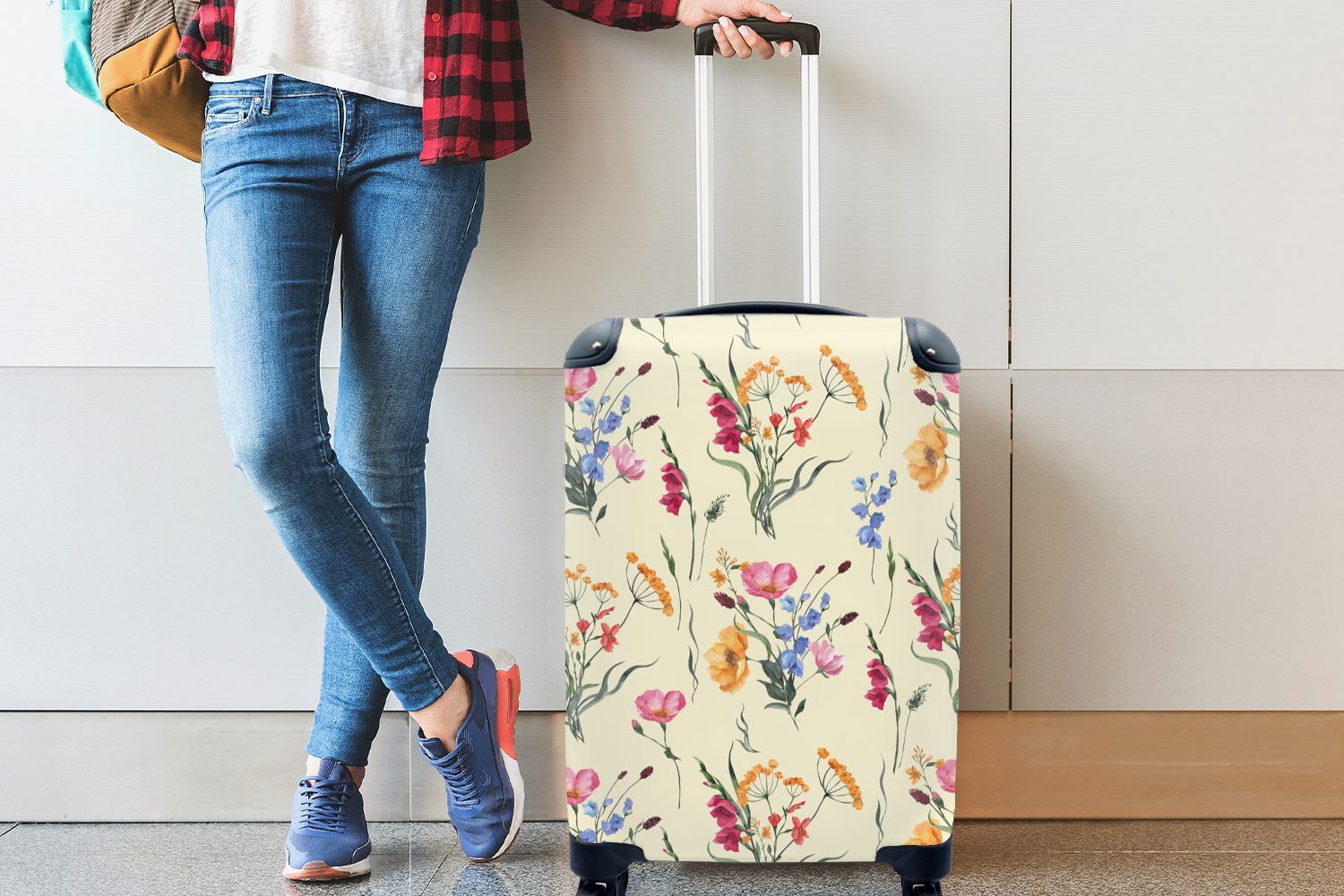 für Muster Reisekoffer Blume, Handgepäck Rollen, Reisetasche Trolley, - Handgepäckkoffer - rollen, Ostern MuchoWow mit 4 Ferien,