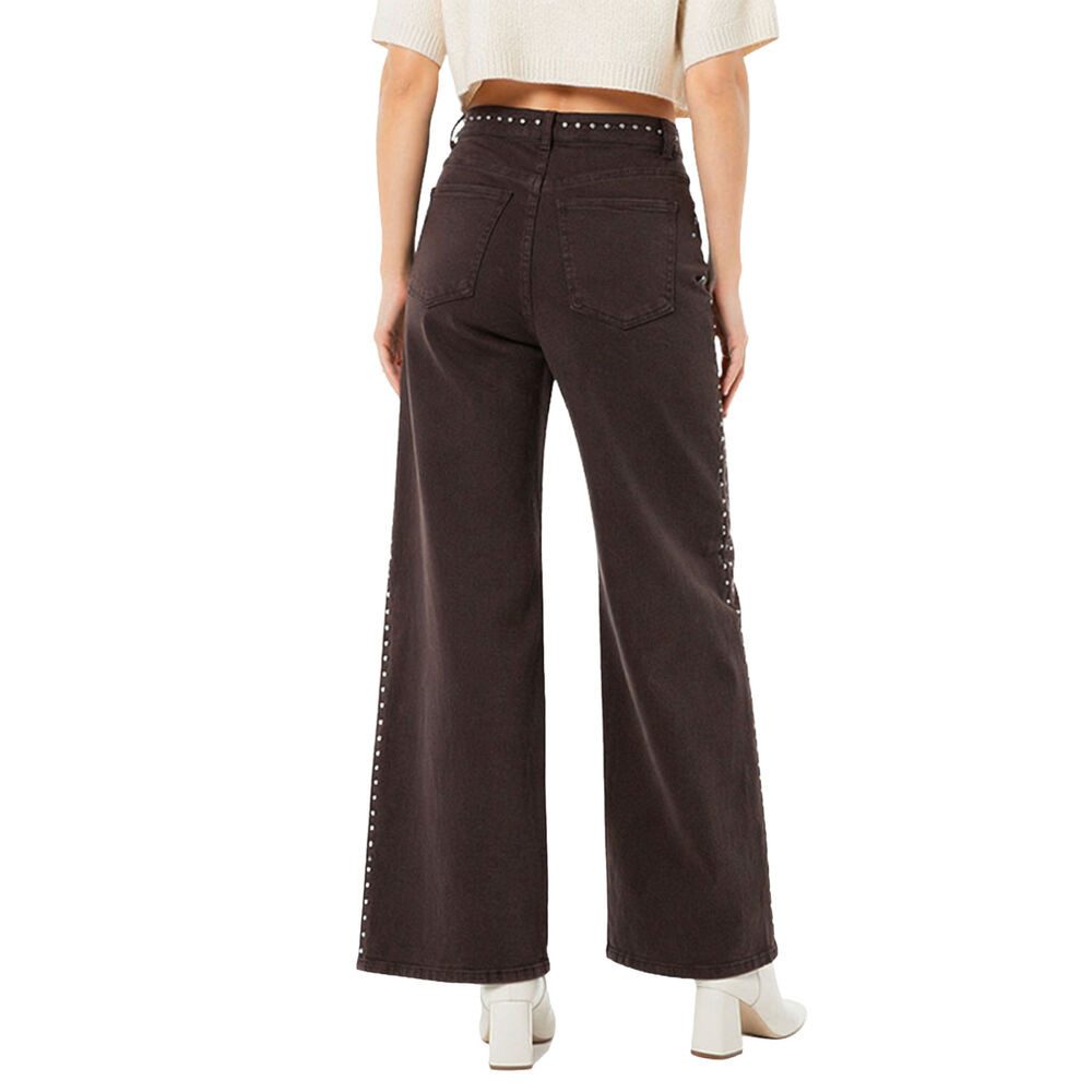 Ital-Design Dad-Jeans Damen Nieten-Jeans Straight Fit High Waist (91767211) Nieten Stretch High Waist Jeans in Braun
