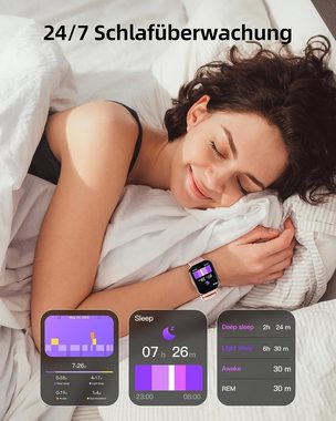 Parsonver Smartwatch (1,91 Zoll, Android iOS), Damen Telefonfunktion Fitness Tracker HD Fitnessuhr 112 Sportmodi Uhr