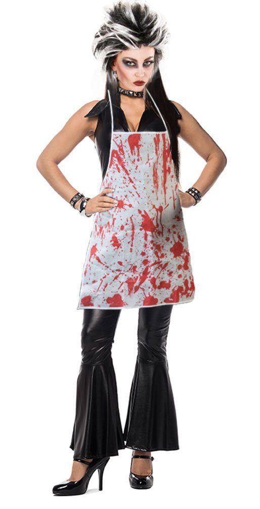 Karneval-Klamotten Zombie-Kostüm Horror Damen blutige Schürze Blut, Frauenkostüm Halloween, weiße Schürze mit Blutflecken
