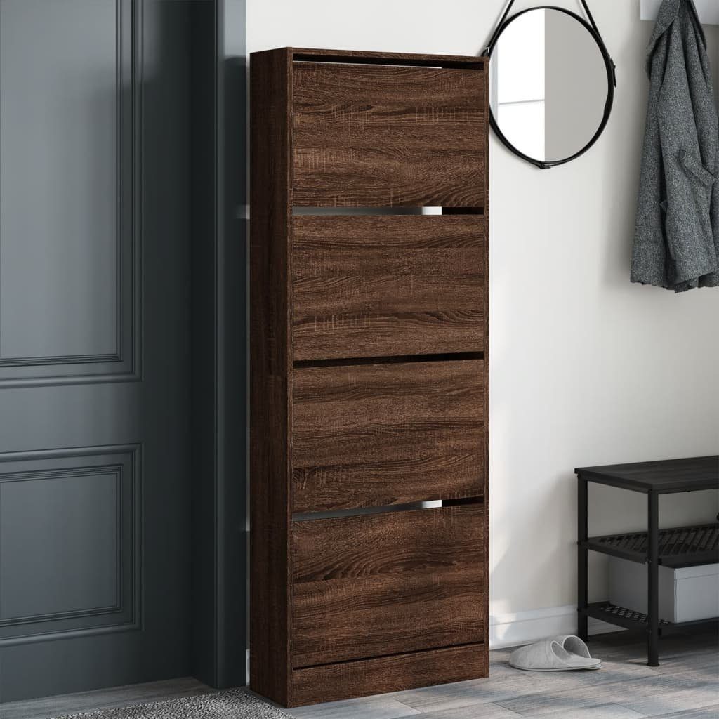 vidaXL Schuhschrank 60 x 21 x 1635 cm Schuhschrank Braun Eichen-Optik 60x21x163 cm für Ord