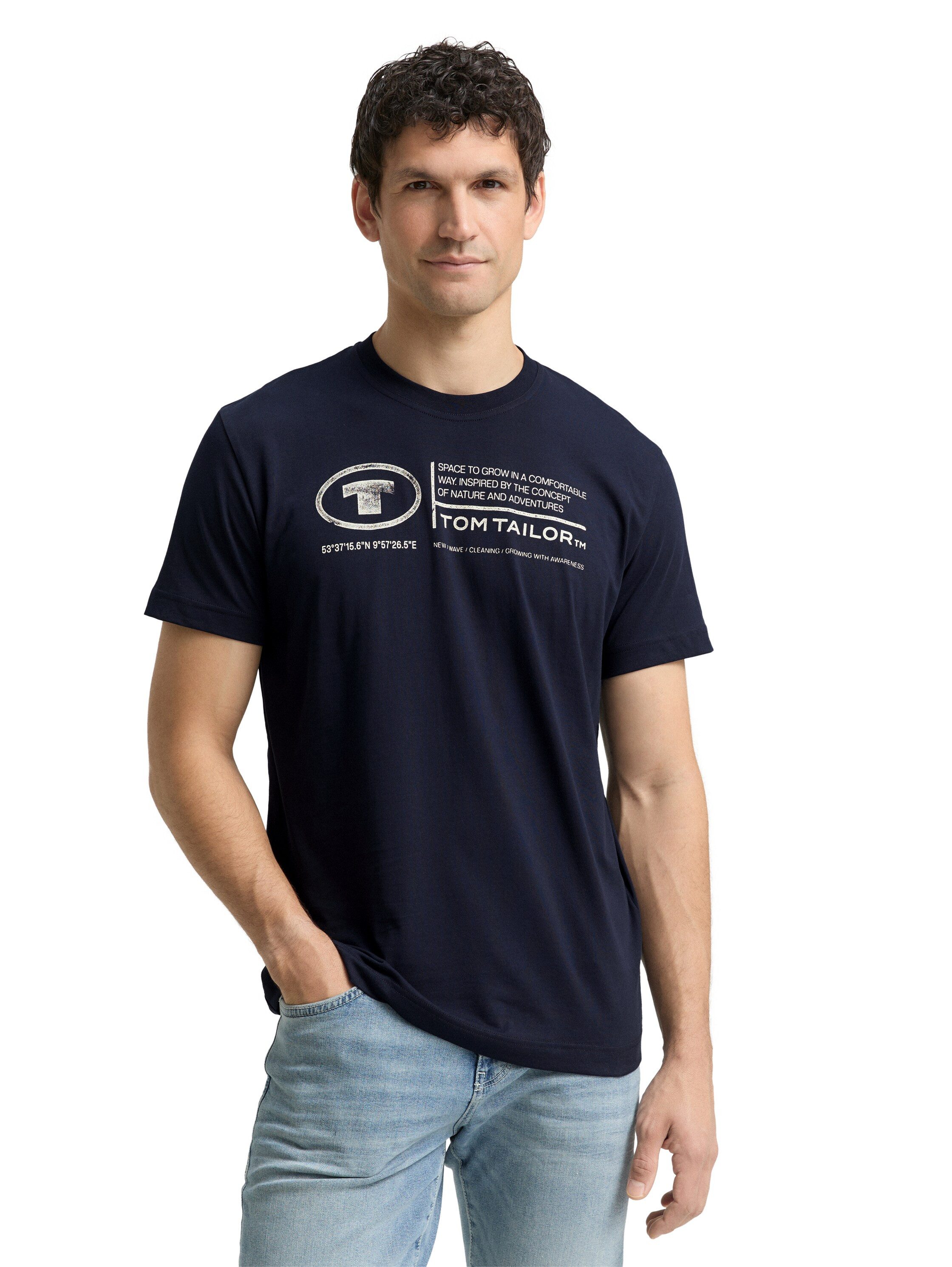 TOM TAILOR Print-Shirt Tom Tailor Herren T-Shirt Frontprint – Bild 5 von 5
