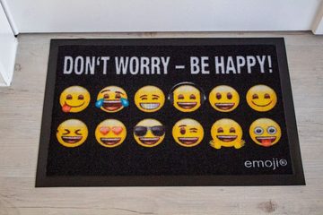Fußmatte emoji- Türmatte Don´t worry be Happy 60x40 cm, Rockbites, Rechteckig, Höhe: 3 mm