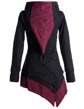 Vishes Kapuzensweatjacke Asymmetrischer Mantel Zipfelkapuze - Daumenlöcher Patchwork