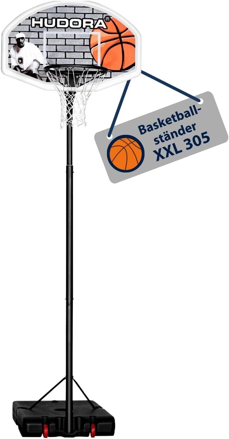 Hudora Basketballständer Basketballkorb 260-305cm Höheverstellbarer Basketball Hoop, In- & Outdoor Basketballanlage mit Rollen