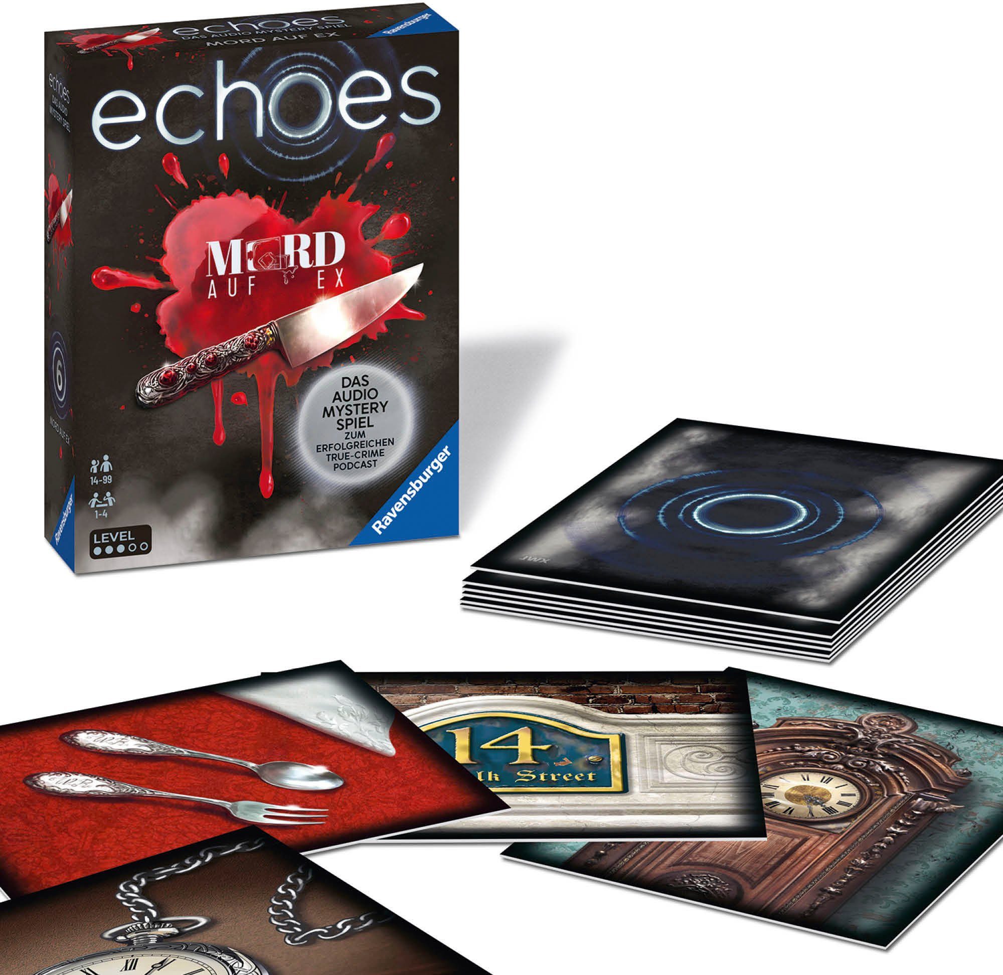 Ravensburger Spiel echoes, Mord auf Ex, Audio Mystery Spiel, Made in Europe