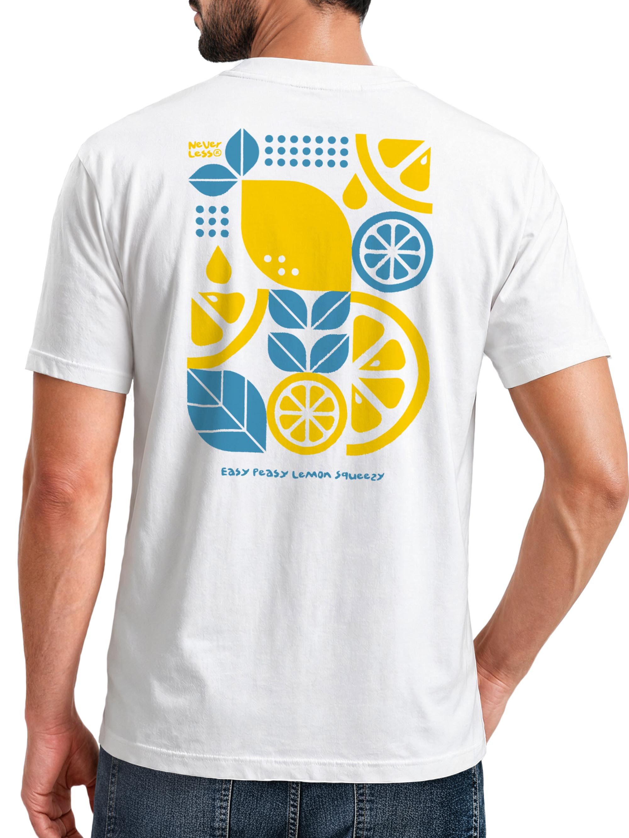 Neverless Print-Shirt Herren T-Shirt Backprint - Zitrone Design Lemon Squeezy - mit Print