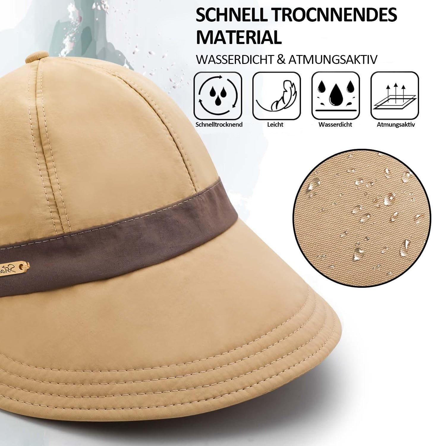 nsihing Sonnenhut Damen Breitkrempiger Sonnenschutzhut, schnell trocknender faltbarer Sonnenschutzhut