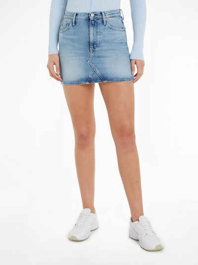 Tommy Jeans Jeansrock IZZIE MR MN SKIRT AH6114 Webrock mit Ledermarkenlabel