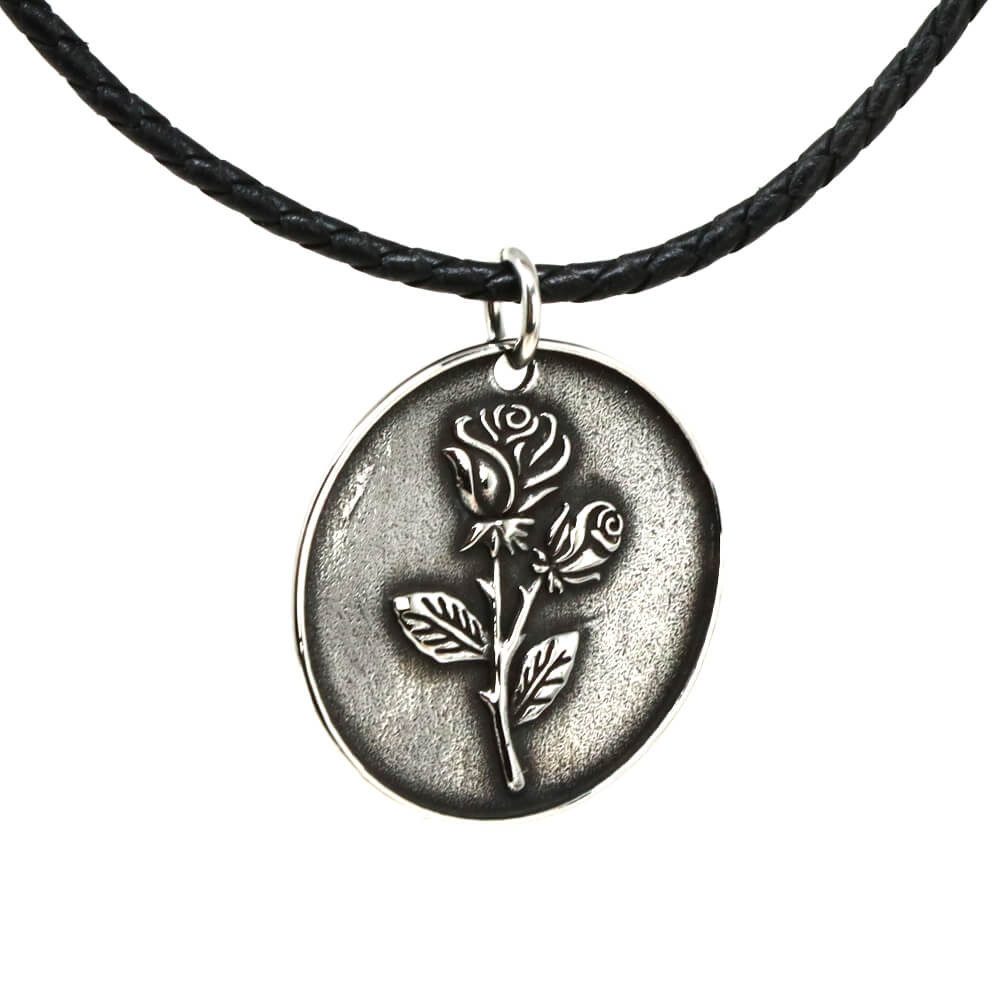 Kette mit Anhänger Lederkette Edelstahlkette 316L LOVE YOU ROSE