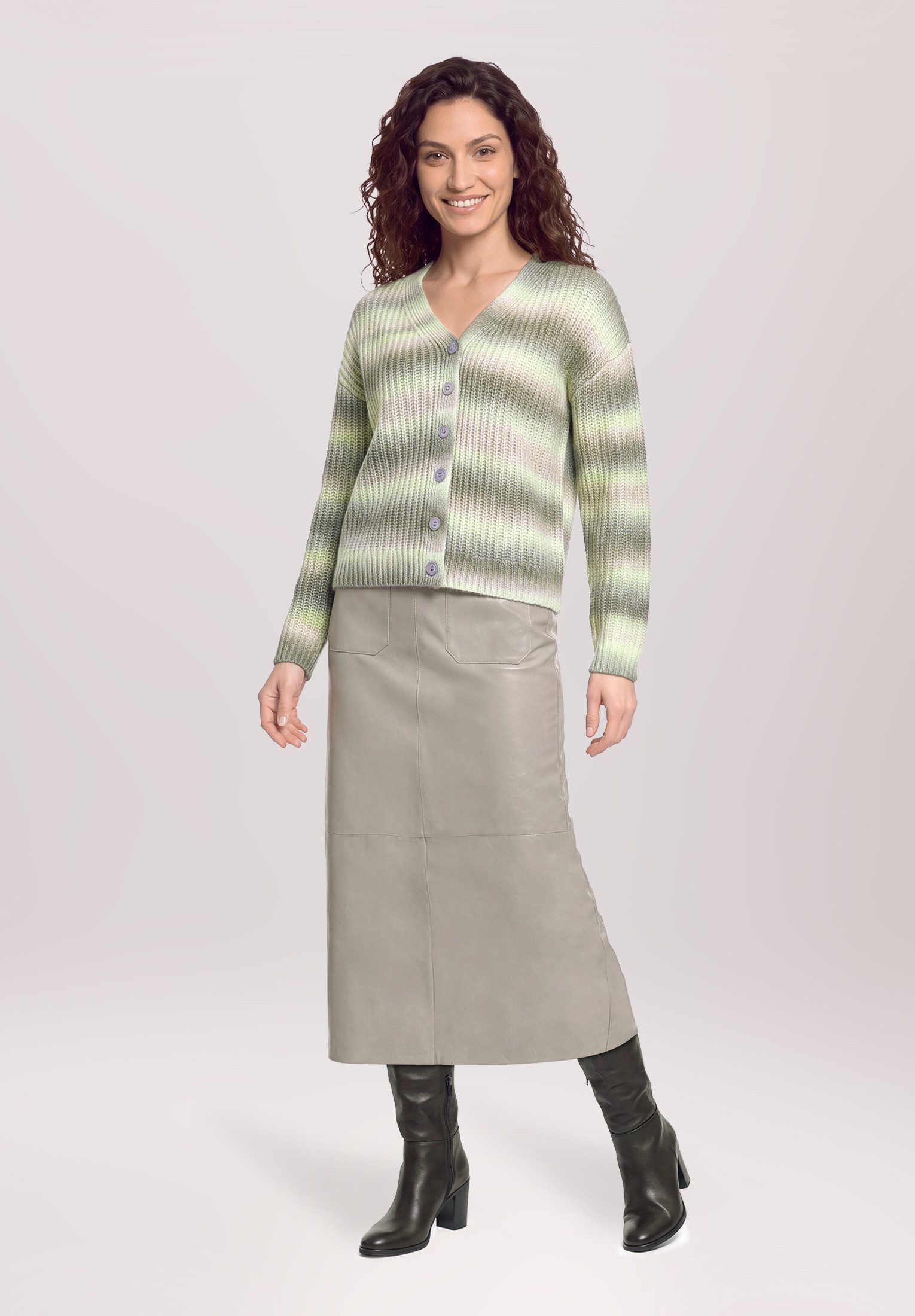 Cartoon Strickjacke Damen mit V-Ausschnitt (1-tlg)