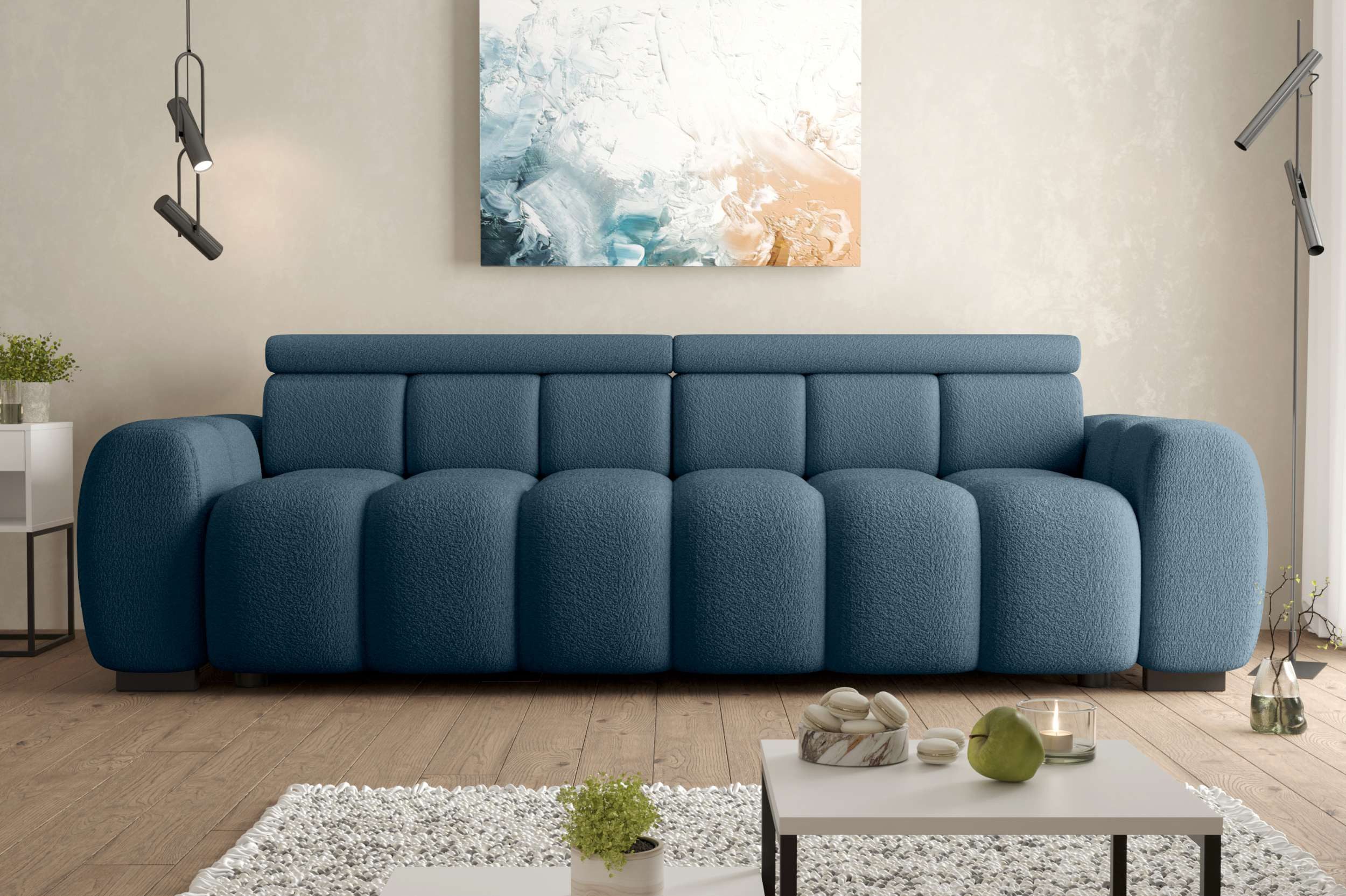 99rooms Big-Sofa Alessio, Sofa, Big-Sofa, Rundumbezug aus trendigem Boucle-Stoff ABRIAMO