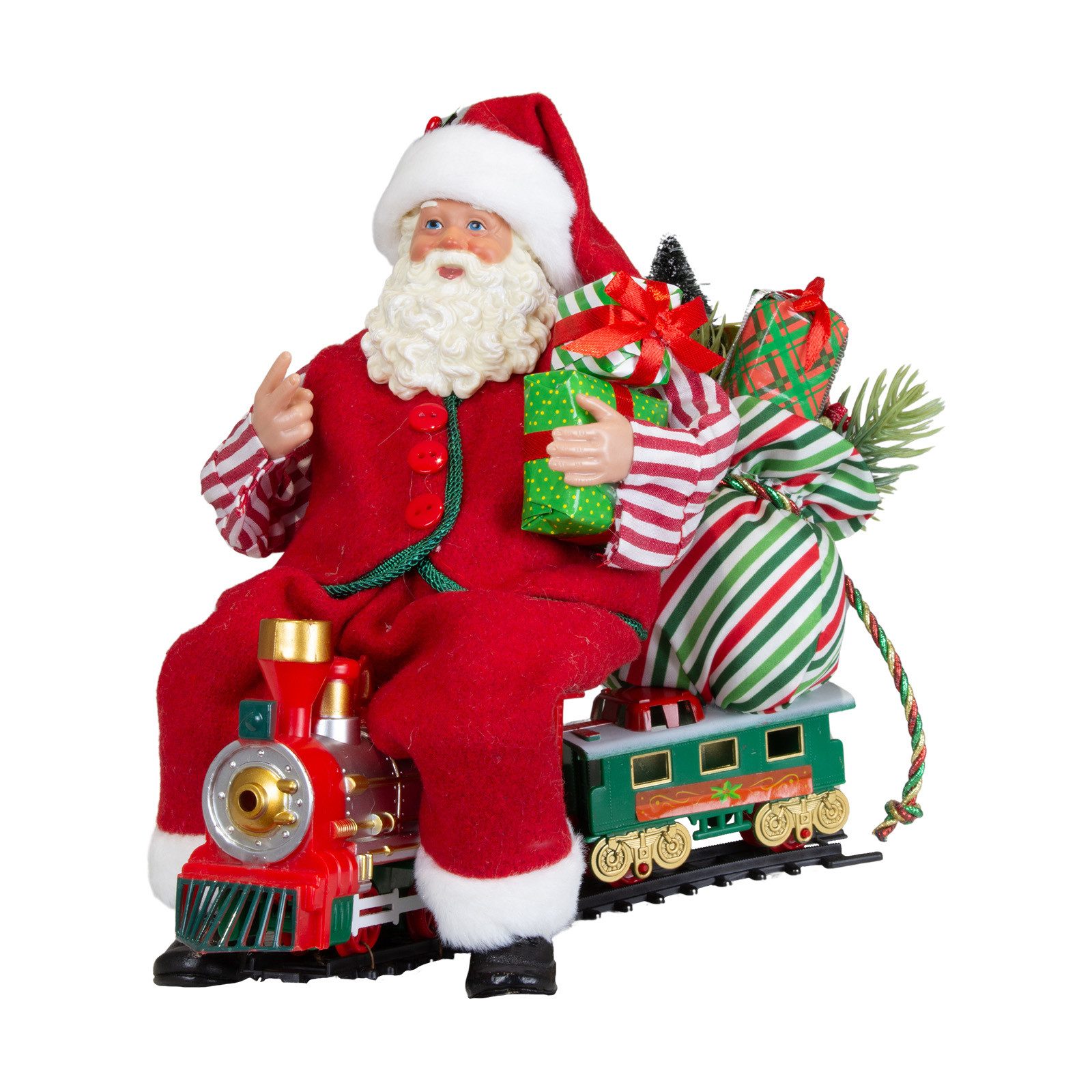 Christmas Paradise Weihnachtsmann sitzend 28cm auf Lokomotive (Santa, 1 St., Weihnachtsdeko), mit bunten Geschenken