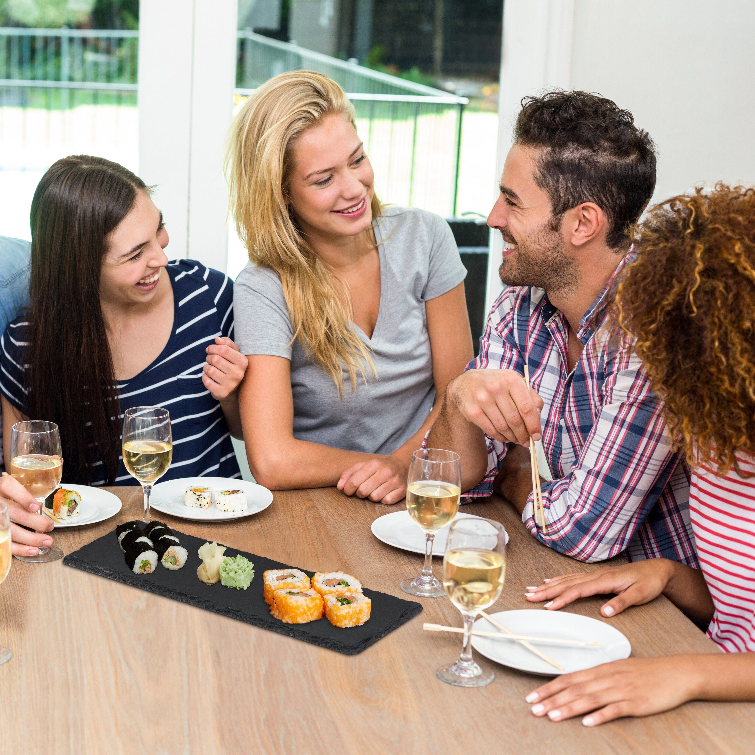 relaxdays Servierplatte Schieferplatte 30x10 cm 6er Set, Schiefer