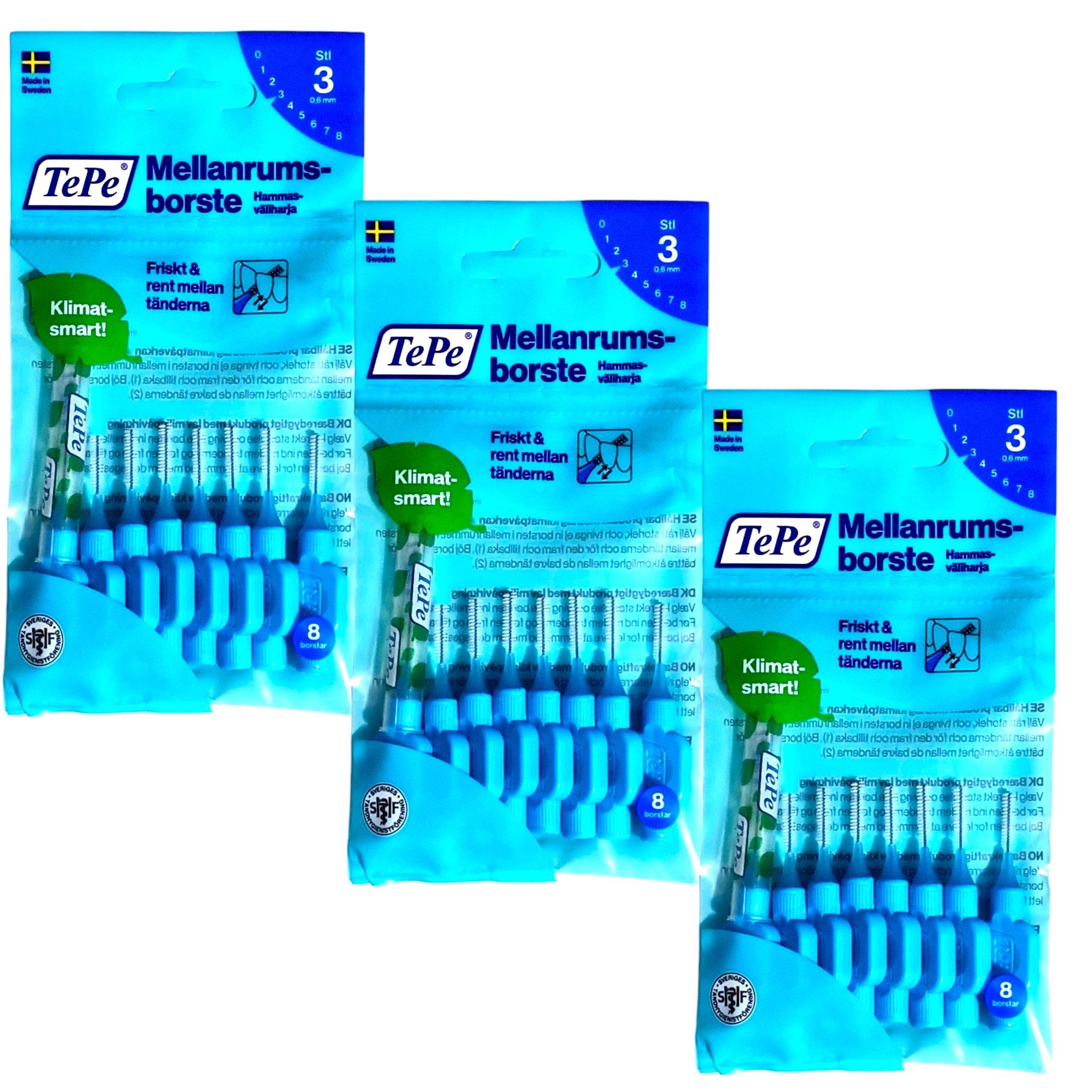 TePe Interdentalbürsten 3x8 TePe Original Interdentalbürsten - 0,6mm blau