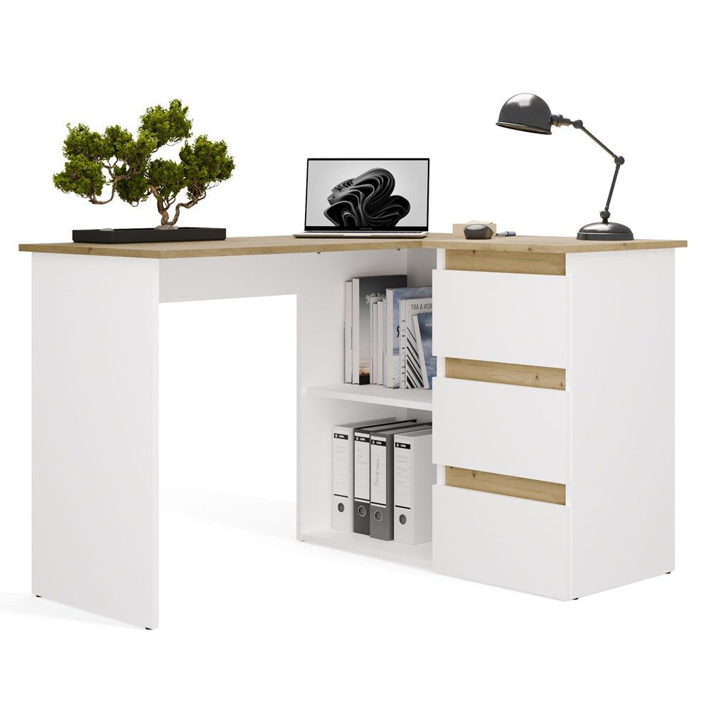 Raumhirsch Furniture Schreibtisch Computertisch, Bürotisch, Lerntisch, Arbeitstisch (Maße 120 x 48,5 x 75 (H) cm, 3 Schubladen), Offene Fächer, Große Arbeitsfläche