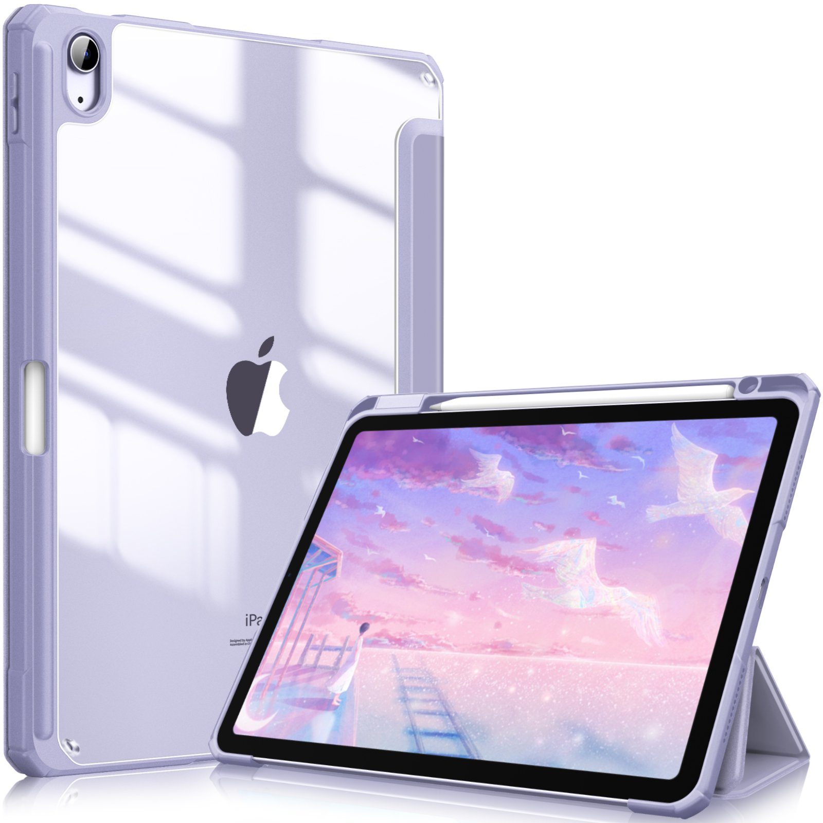 Fintie Tablet-Hülle für iPad Air 11'' M4/M3/M2(2026/2025/2024), iPad Air 5/4 Gen 2022/2020 10.9 Zoll, mit Stifthalter, Hülle mit transparenter Hartschale auf der Rückseite
