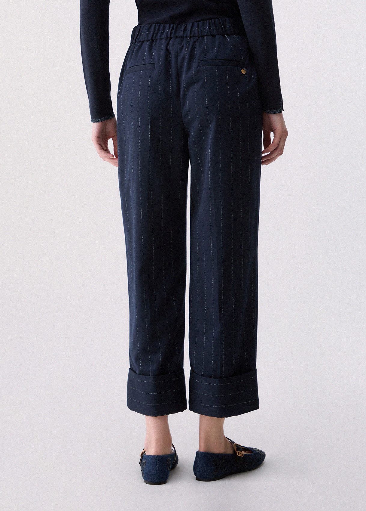 Liu Jo Stretch-Hose PANT. CON RISVOLTO GESSATO