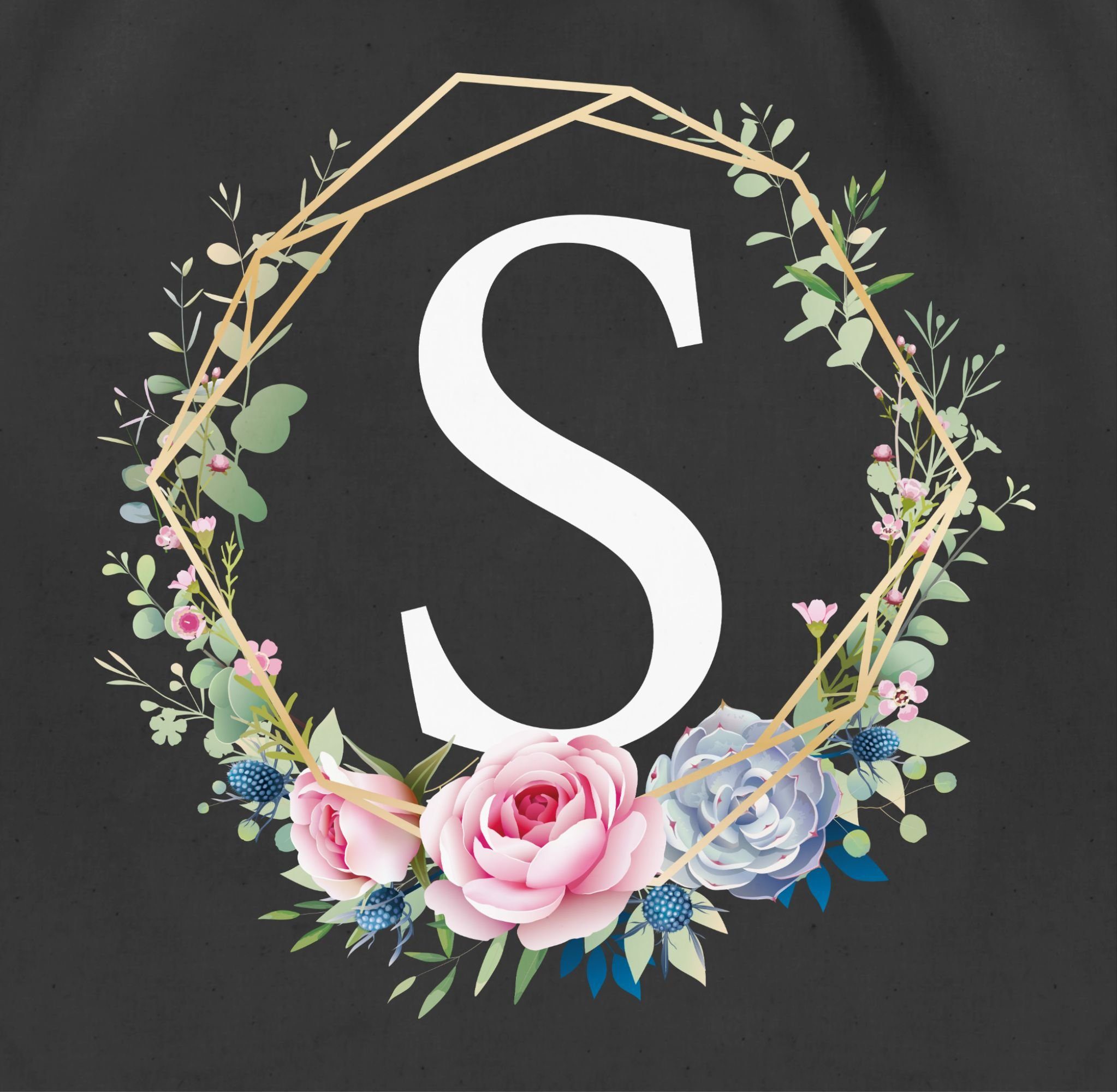 Shirtracer Turnbeutel Blumenkranz mit Buchstabe S, günstig online kaufen