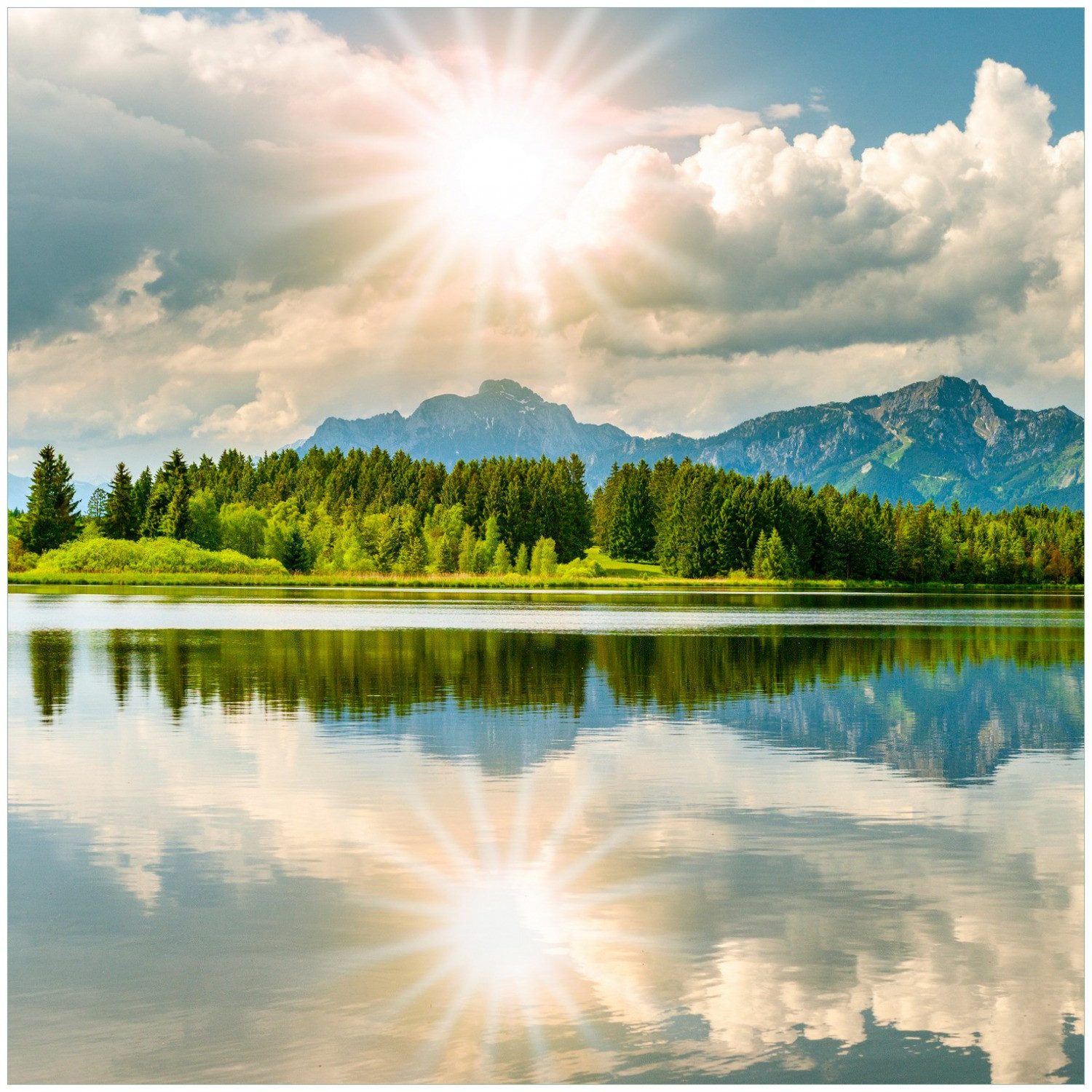 Wallario Möbelfolie Bergsee mit Spiegelung