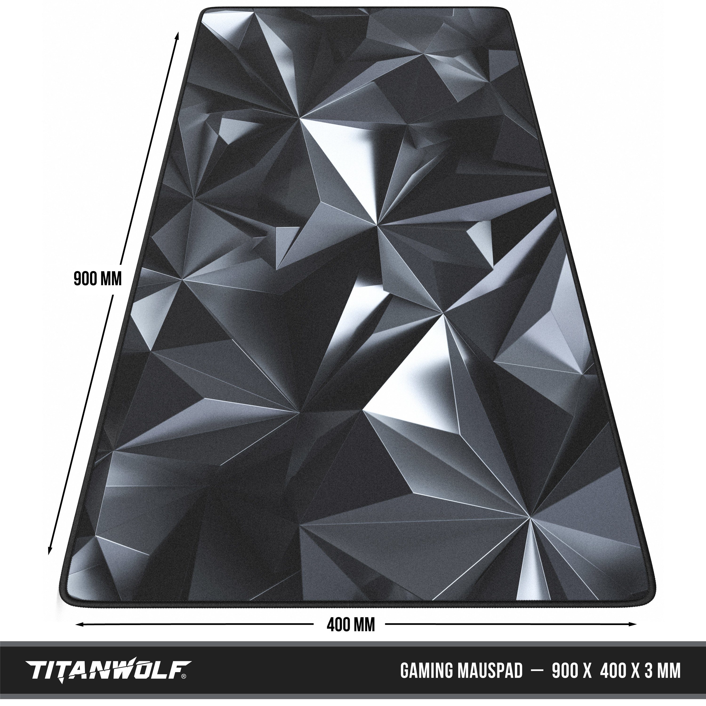Titanwolf Gaming Mauspad XXL Speed Mousepad 900 x 400 x 3 mm, große Tischunterlage (1-St), rutschfest, abwaschbar, Geschwindigkeit & Präzision, Black Crystal – Bild 2 von 5