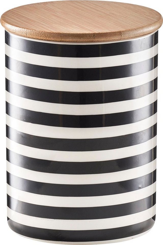 Zeller Present Vorratsdose »Stripes«, Keramik, Bambus, (Set, 2-tlg