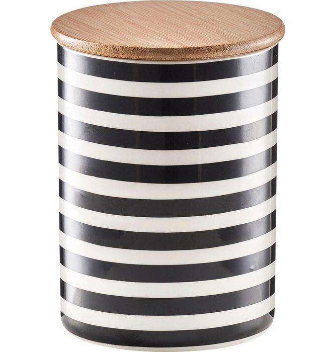 Zeller Present Vorratsdose Stripes Bambus Keramik (Set 2-tlg) Fassungsvermögen je Dose: ca. 900 ml
