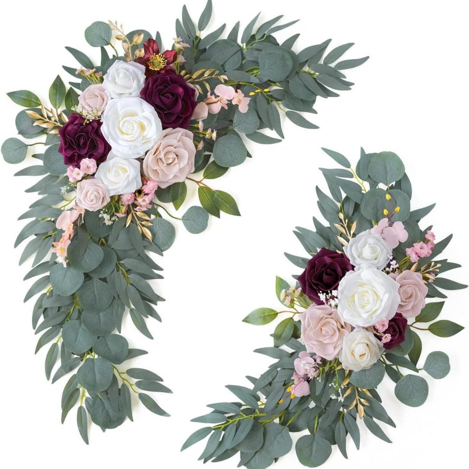Kunstgirlande Künstliches Hochzeitsbogen Blumen Set Nacktweiß, LuxusKollektion, Höhe 5 cm