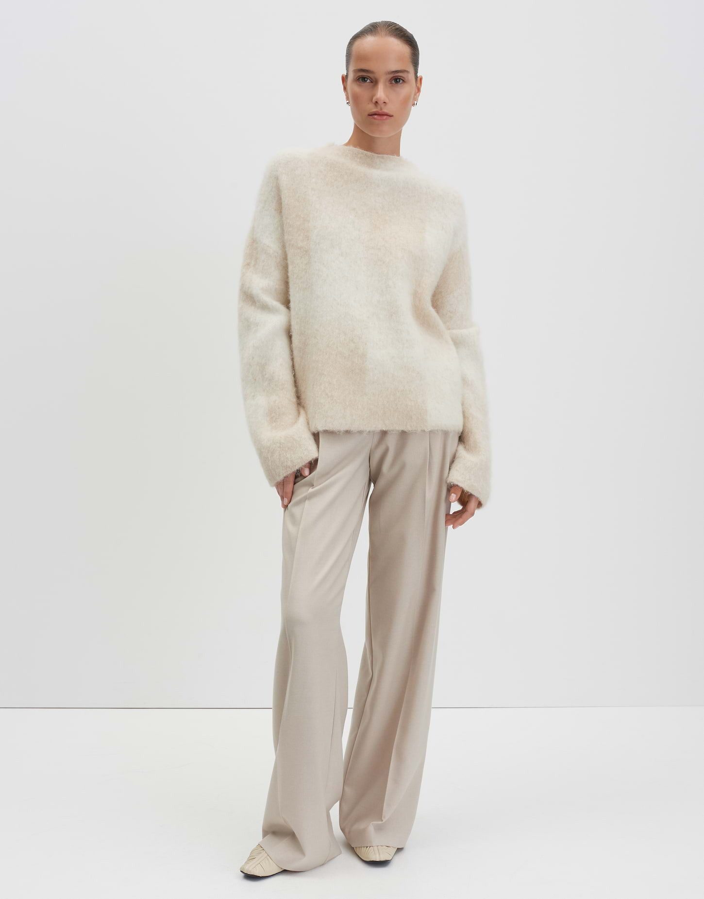 someday Strickpullover TEONIE Loose mit Jacquardmuster Jacquard-Pullover mit weitem Schnitt und modernem Funnel Neck