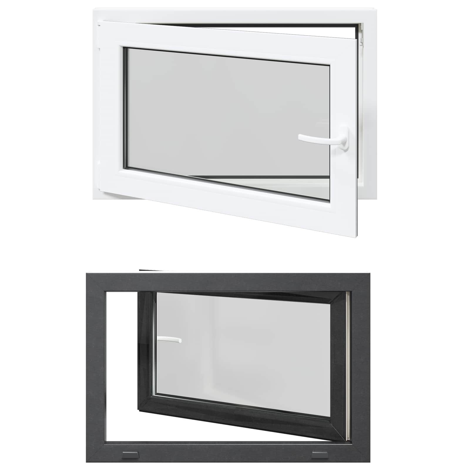 vidaXL Fenster Kellerfenster Innenseite Farbe Weiß RISOR 90 x 70 cm, (1 St)