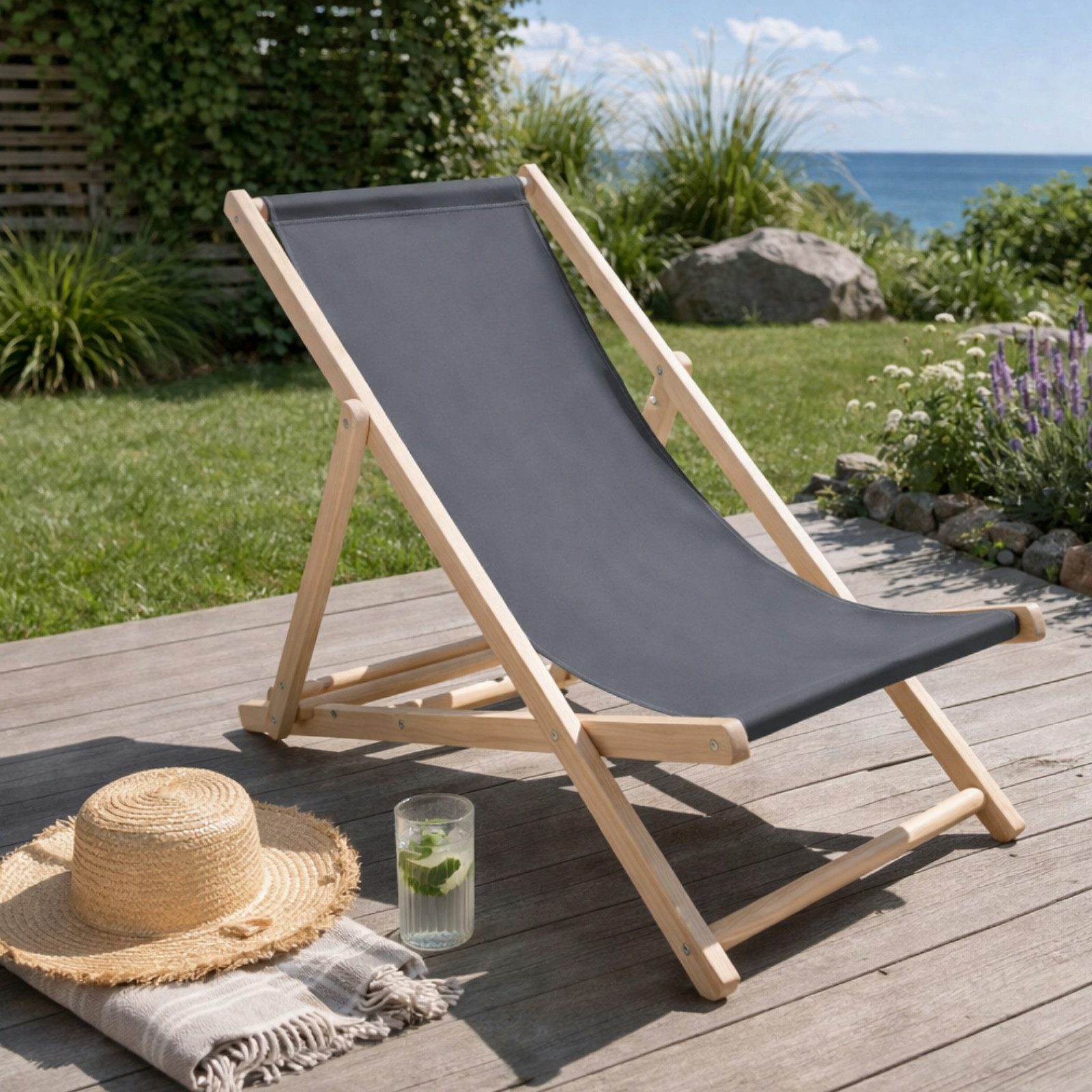 HAGO Gartenstuhl Strandliege Sonnenliege Liegestuhl Gartenstuhl Gartenliege Klappstuhl (1 St)