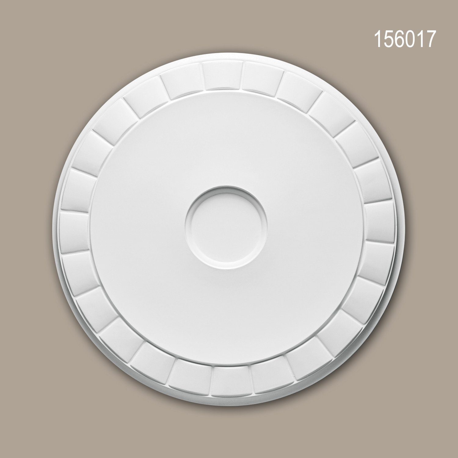 Profhome Decken-Rosette 156017 (Rosette, 1 St., Deckenrosette, Medallion, Stuckrosette, Deckenelement, Zierelement, Durchmesser 45 cm), weiß, vorgrundiert, Stil: Modern