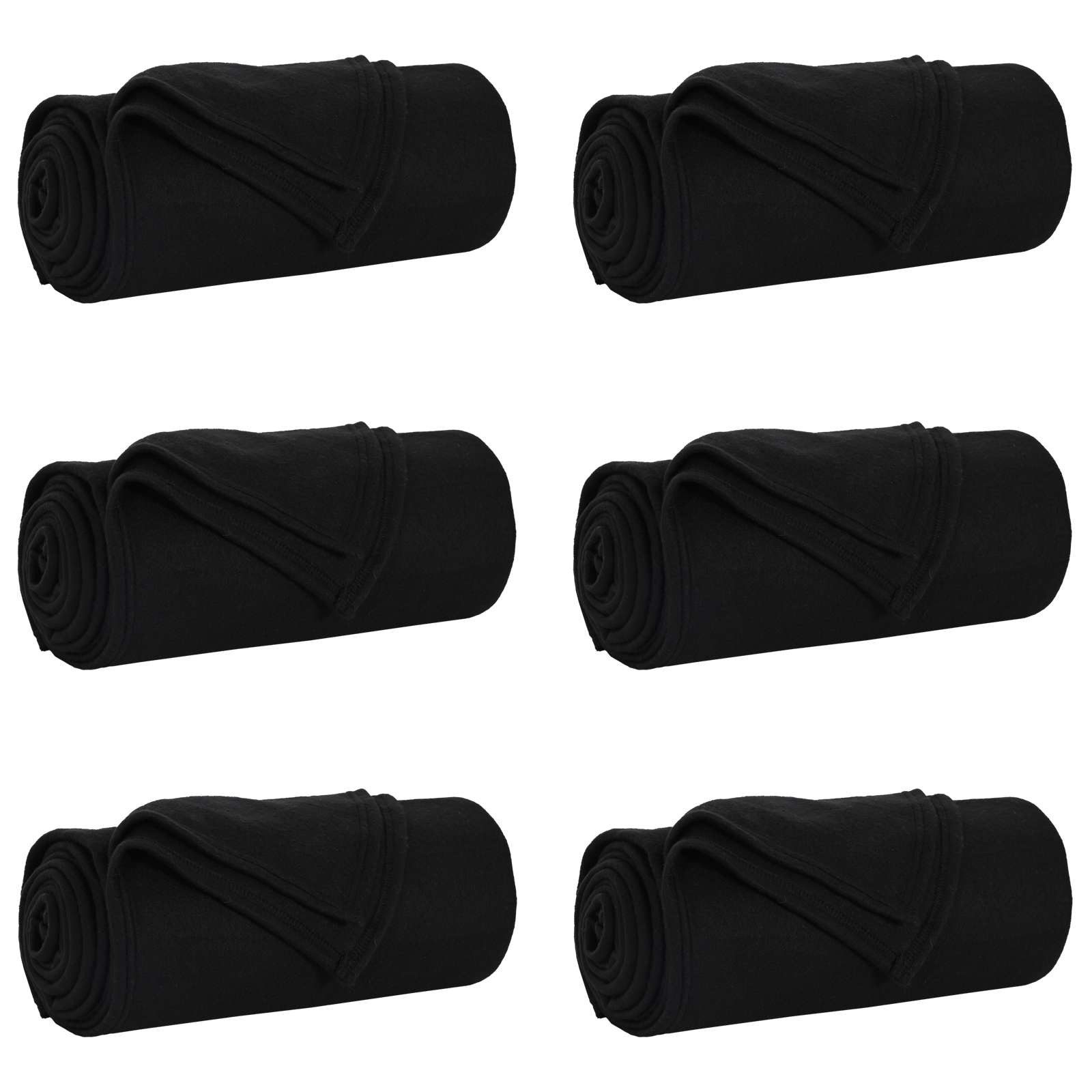 vidaXL Bettüberwurf Wohndecken 6 stk. Schwarz 170 x 130 cm 1.86 kg Fleece